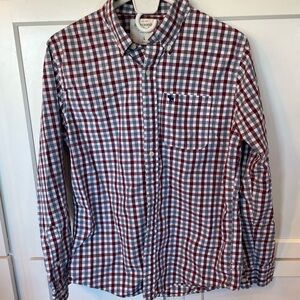 Abercrombie & Fitch Men's Button Down Plaid Shirt Classic Fit Size L Gray Red